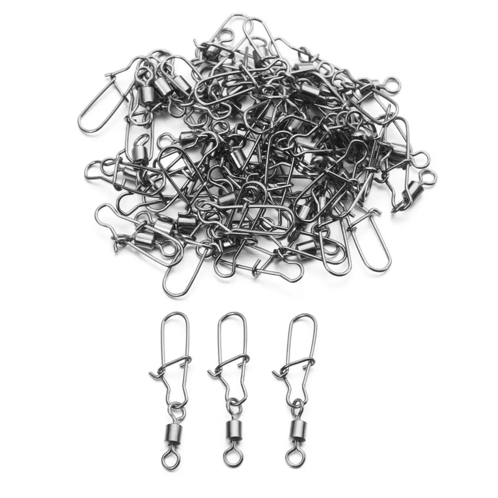 25Pcs Fishing Accessories Eight-ring Connector Stainless Steel Snap Fishhook Swivels Tackle for Hooks Fishing