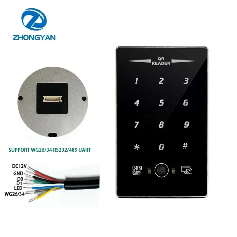 13.56mhz à prova d'água autônomo qr scan touch teclado suporte mifare cartão ic controle de acesso leitor de código qr com rs232 rs485 uart