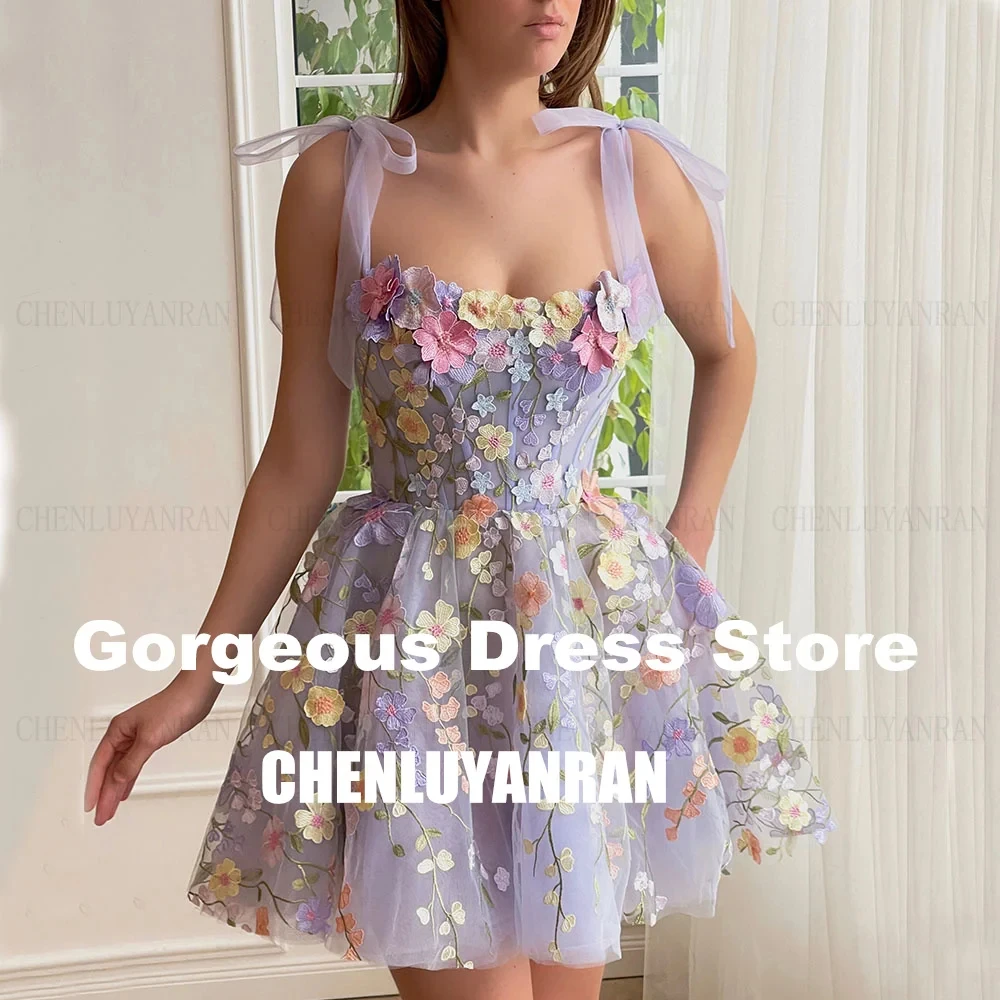

Tulle Formal Party Dresses 2025 Women Strapless Spaghetti Strap Luxury Evening Gowns 3D FLower A-Line Wedding Guest Dresses