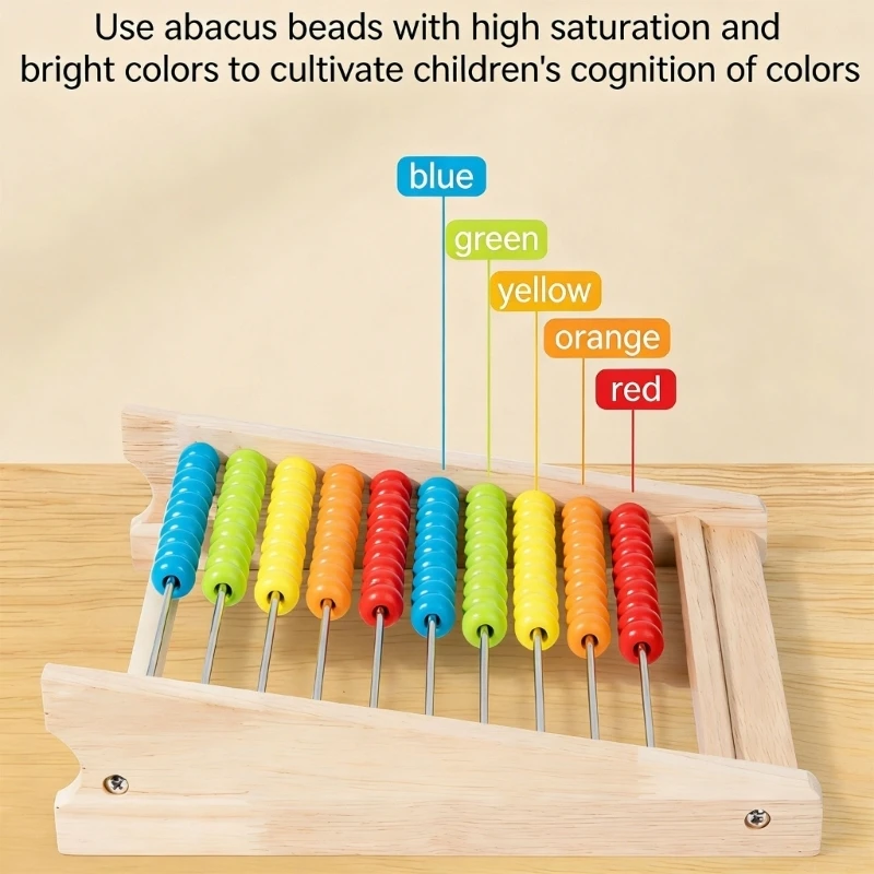 96BA Lernspielzeug aus Holz, Abakus, Zählen, enthält Zahlenkarten und Additions- und Subtraktionstabelle für Kinder – Detail 1