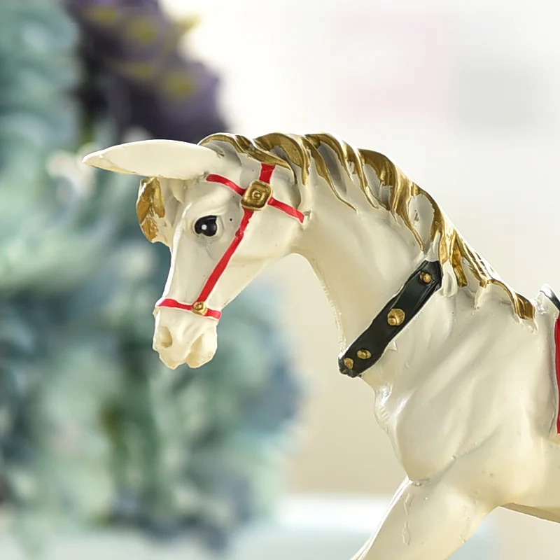 America White Resin Rocking Horse with Gift Box for Children Christmas Present Kid Room Decor Baby Birthday Favors
