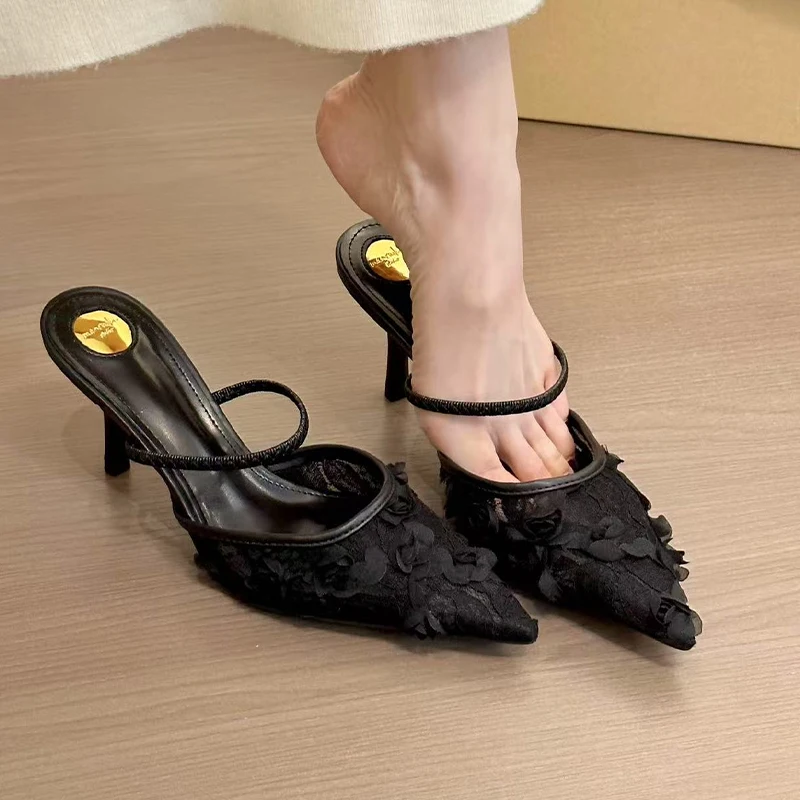 

Pointed Toe Slippers Women High Heels Shoes Elegant Slingback Sandals 2025 Summer Fashion Pumps Slides Sexy Sandalias De Mujer
