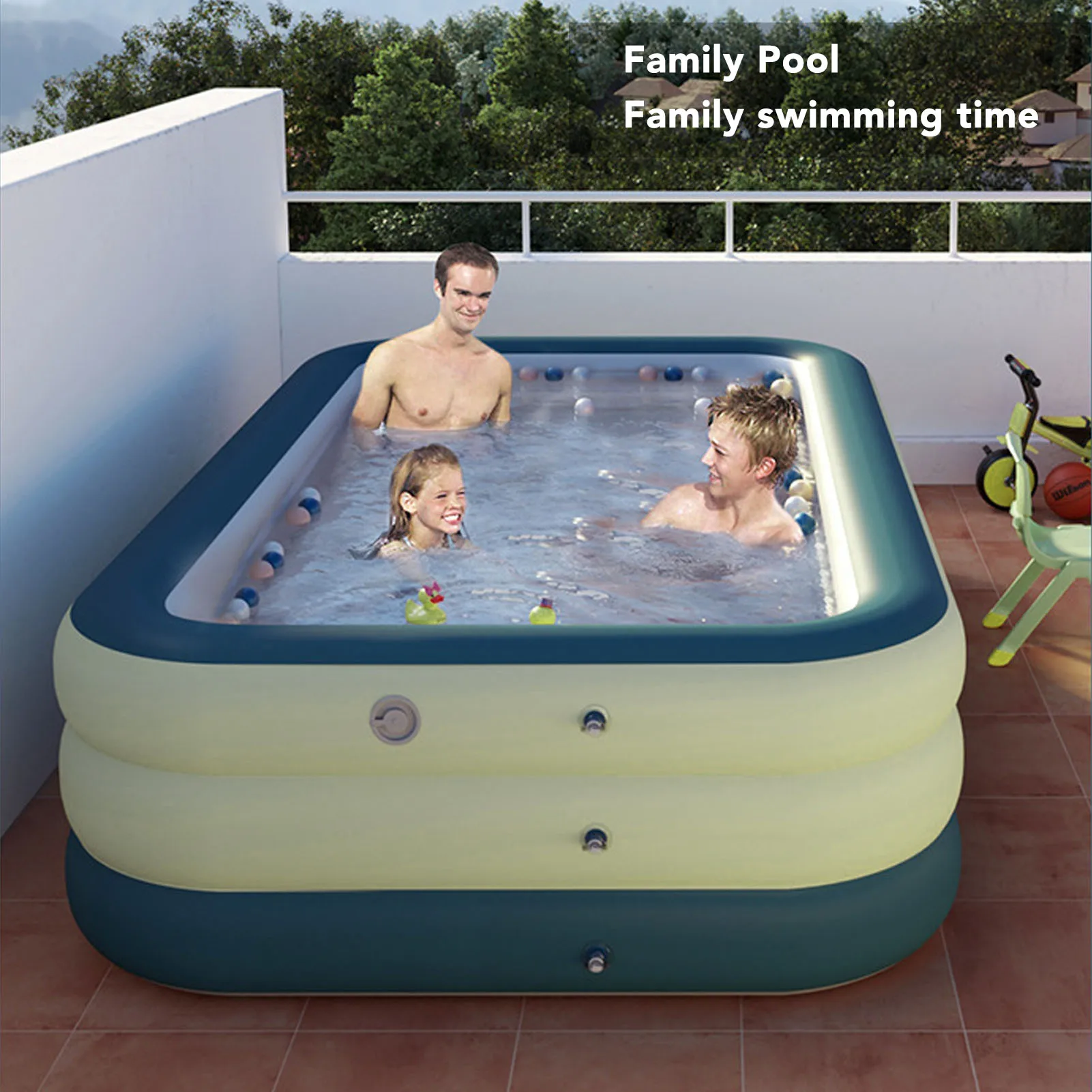 Blow Up Swimming Pool Multifunctional PVC Thickened Foldable Portable Large Capacity Inflatable Pool for Adults for Backyard