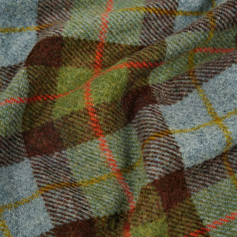 2Yards British-style brown and green contrast twill plaid wool fabric for coats, jackets, skirts, and designer clothingA