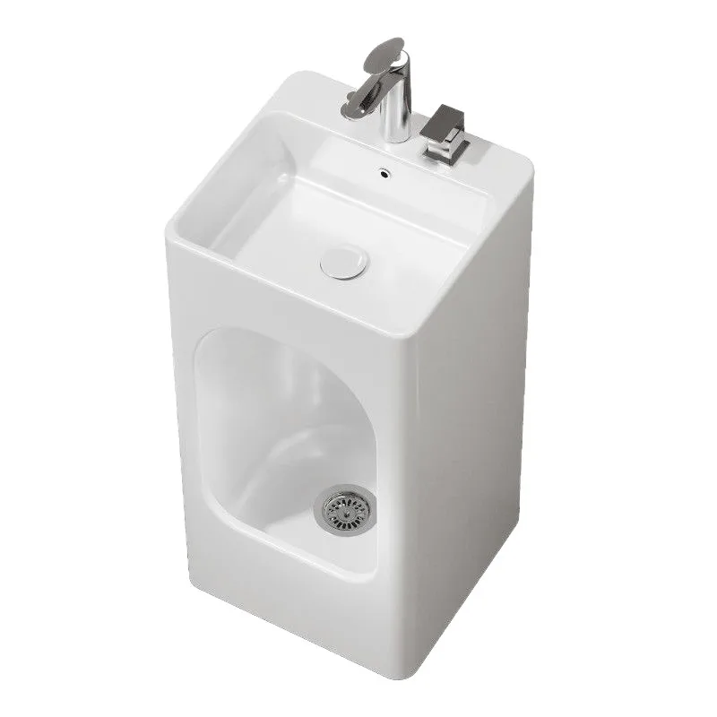 Column basin, double-hole face wash basin, ceramic household mop pool, hand wash basin, integrated molding, hand wash feet