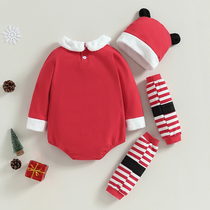 Christmas Baby Girls Elf Costume Holiday Character Santa\'s Helper Elf Costume Romper Hat Leg Warmers Sets