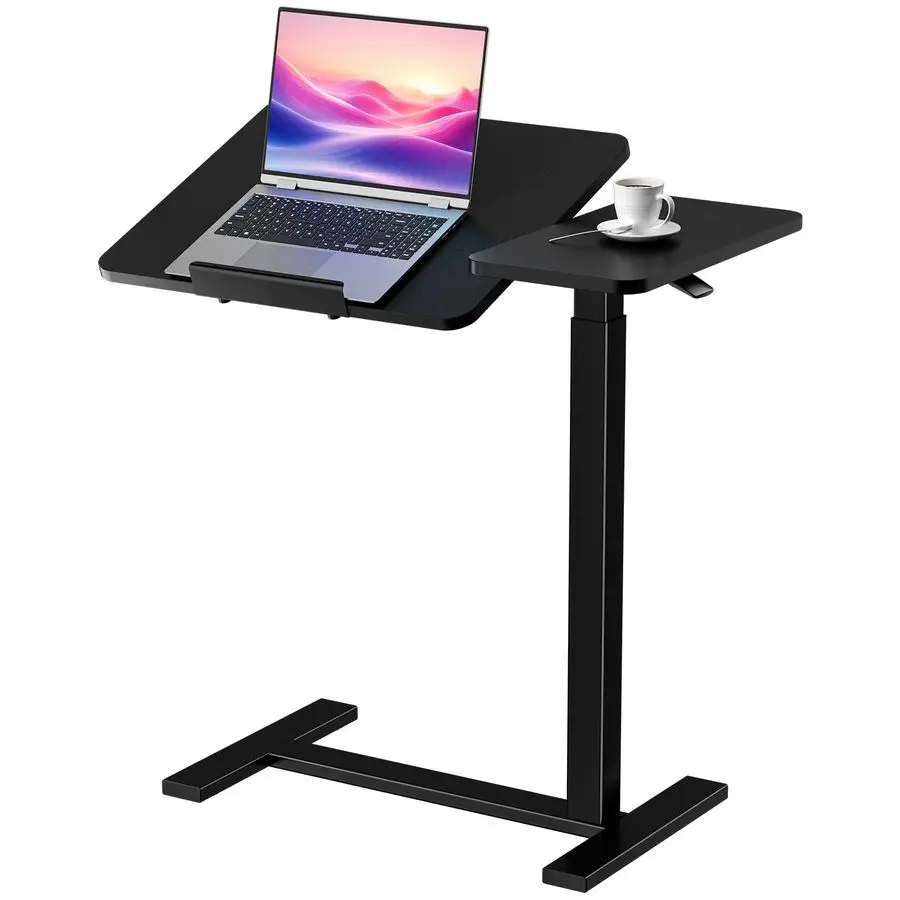 

Overbed Bedside Table Adjustable with Wheels, Mobile Standing Stand Up Rolling Laptop PC Desks with Tilting Top Height Tray Sid