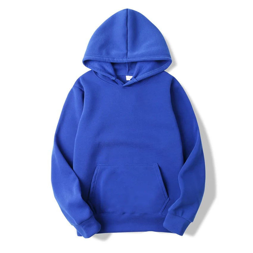 Men women Blue Hoodies Autumn Long Sleeve Print Pullover Tops Casual Pocket Hoodies Unisex Outer Loose Sport Wear