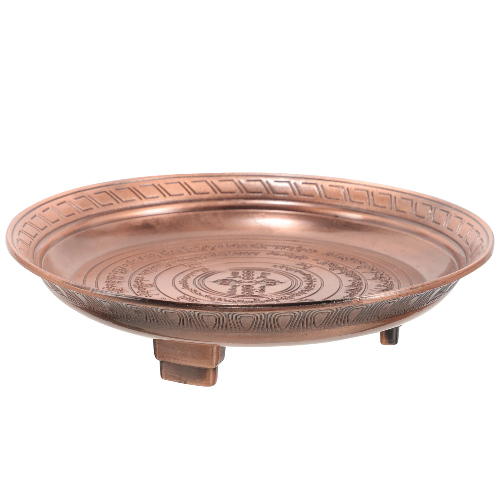 Round Copper Offering Plate Metal Tray For Worship Ceremony Storage Trays Temple Dish Puja SuppliesVintage Bowl Home ganization