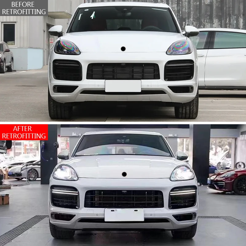 2019-2023 9Y0 Car Modification Upgrade GTS Front Bumper Grille Double Bar Lights Fog Light Cut-Outs Universal Fitment ForBody Ki