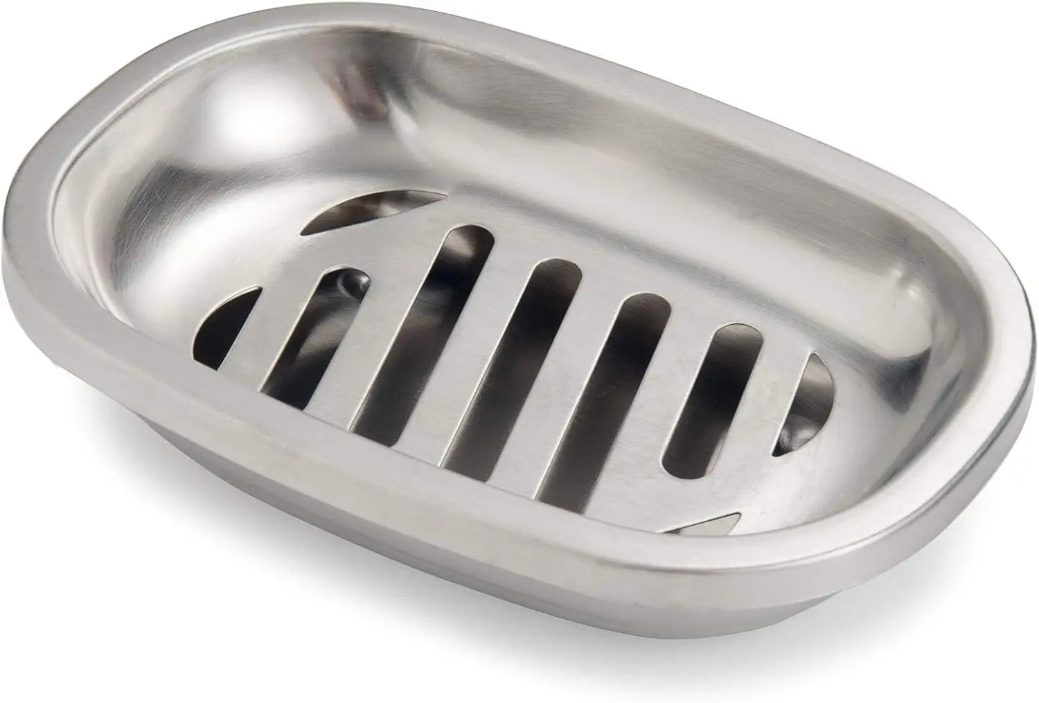 

Stainless Steel Soap Dish with Drain, Brushed Silver Bathroom Soap Holder for Shower and Sink