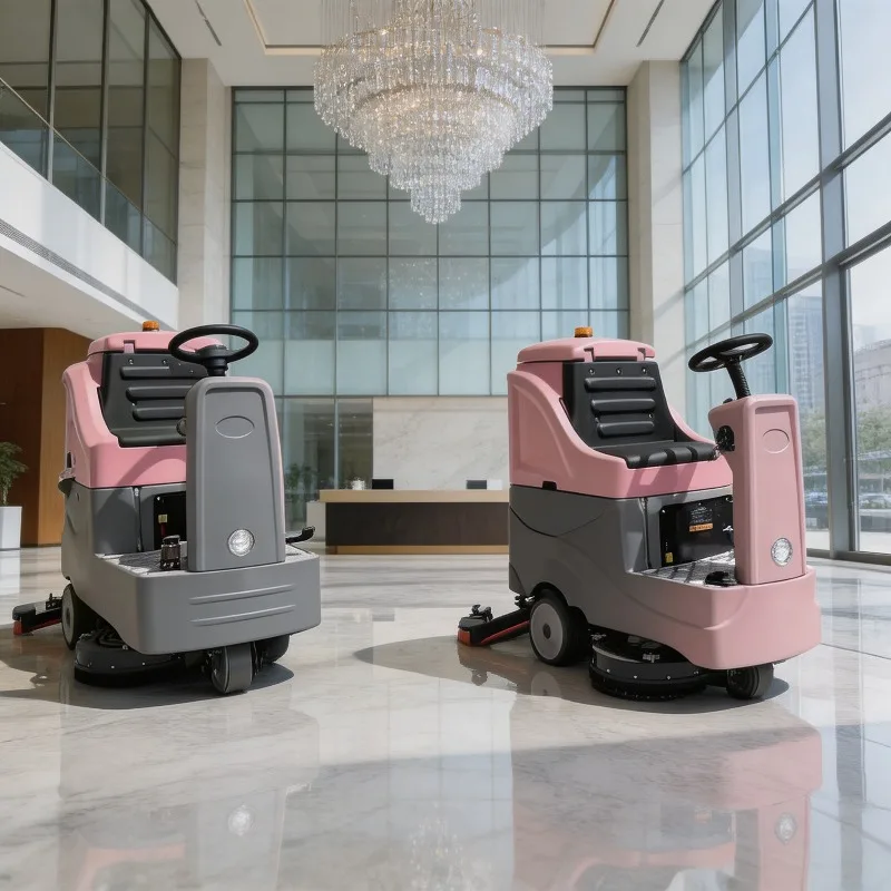 Ride on Floor Scrubber Dryer 32 Inch Scrubbing Width 36V 1200W Suction for Warehouse Concrete Floor Stain Removal Task