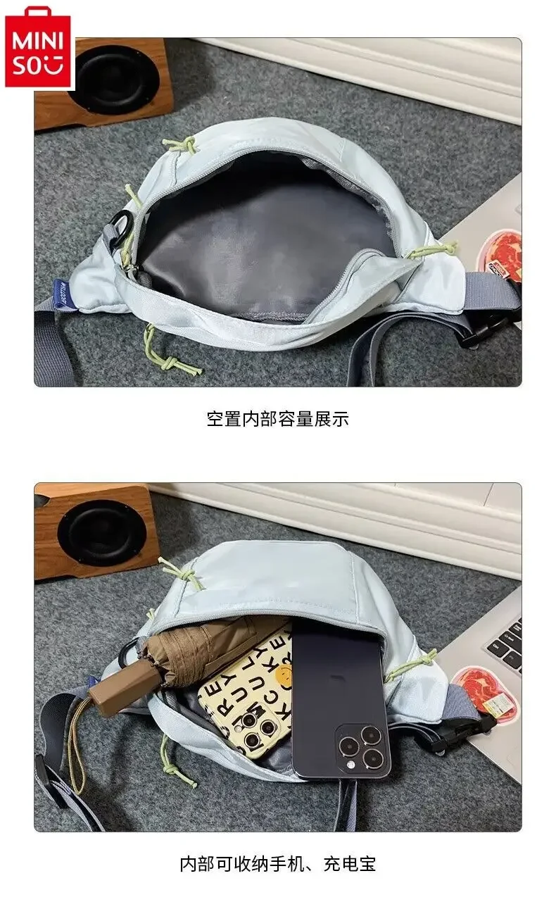 MINISO   Disney Cartoon Stitch Anime Cute Waist Bag Student Couple Versatile Multi functional Storage Chest Bag