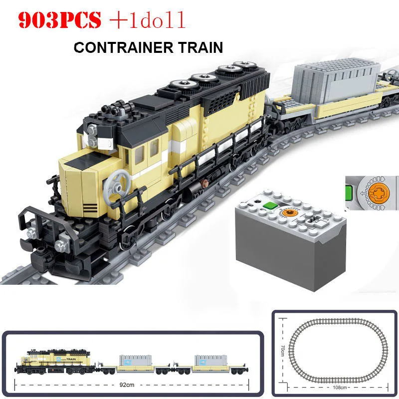 KAZI High-Tech Creative City Train Station Tracks Rail Power Function Motor Building Blocks Bricks DIY battery box Toys For kids