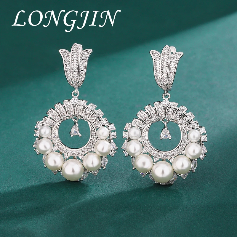 Charms French Retro White Pearl Hoops Earrings 2024 Trend for Women Fashion Luxury Piercing Jewelry Friends Gift Free Delivery