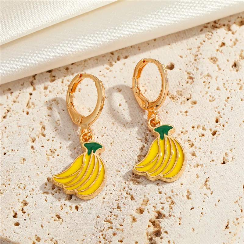 Dinosaur Strawberry Animal Fruit Hoop Earrings For Women Gift Jewelry Trendy Apple Banana Avocado Food Circle Earring E783