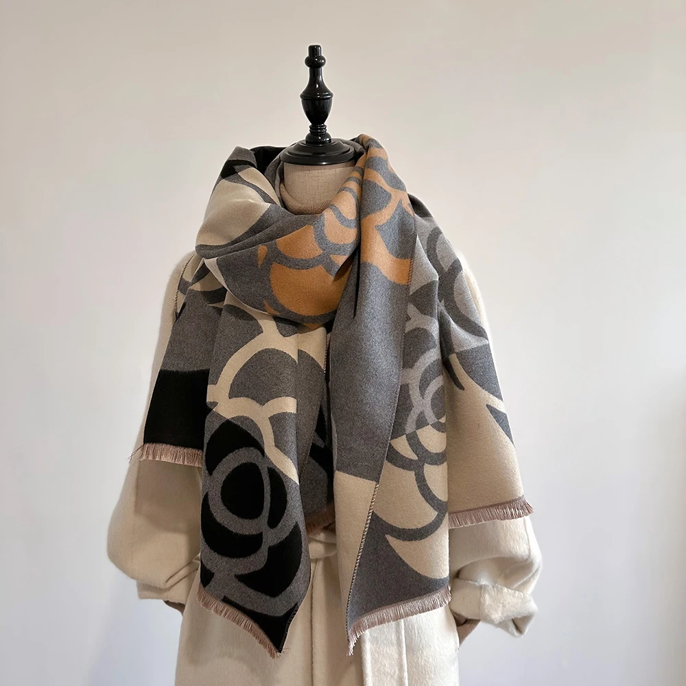 Kaschmir-Schal für Frauen, dick, warm, Winterdecke, Marke, weiblich, Luxus-Qualität, Schal, Wickeltuch, Bufanda 2024, Poncho Echarpe Pashmina – Detail 9