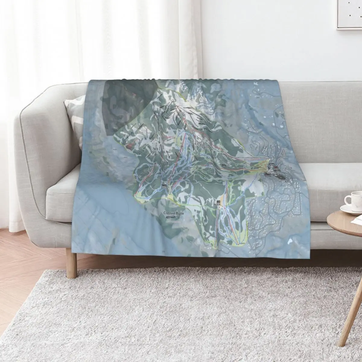 Crested Butte Resort Trail Map Throw Blanket Cute Plaid Thins Soft Plush Plaid for sofa Shaggy Fashion Sofas Blankets