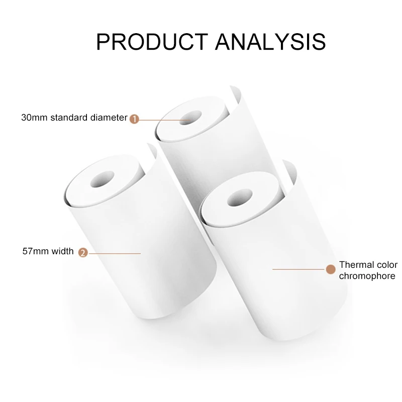 Kertas gulung lembar kertas panas kertas cetak 55x30mm Thermal Printer kertas putih kualitas tinggi kertas fotokopi warna Stationer kantor