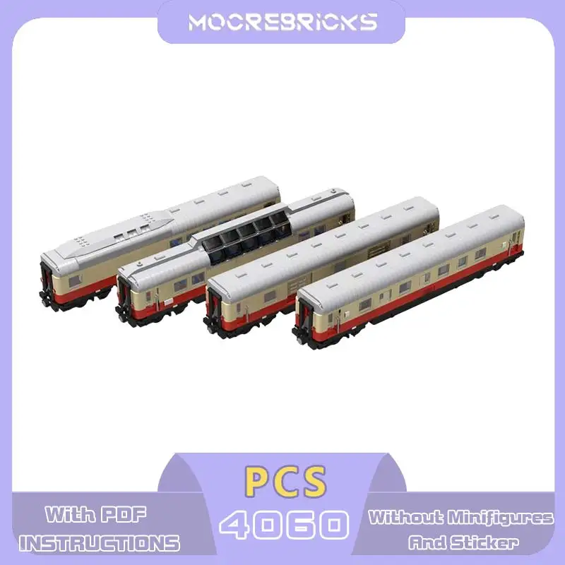 

MOC European Express Passenger Coach Building Blocks Classic Train Railway Carriage Wagon Model Bricks DIY Toys Gift