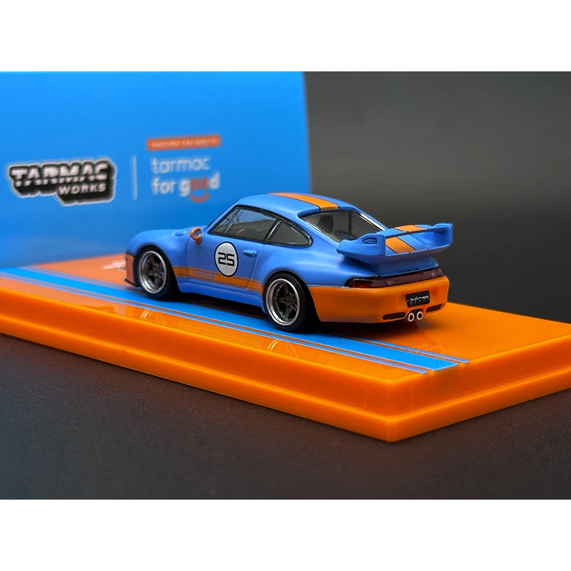 TW In Stock 1:64 993 Remastered Gunther Werks Blue Orange Diecast Diorama Car Model Collection Miniature Toy Tarmac Works