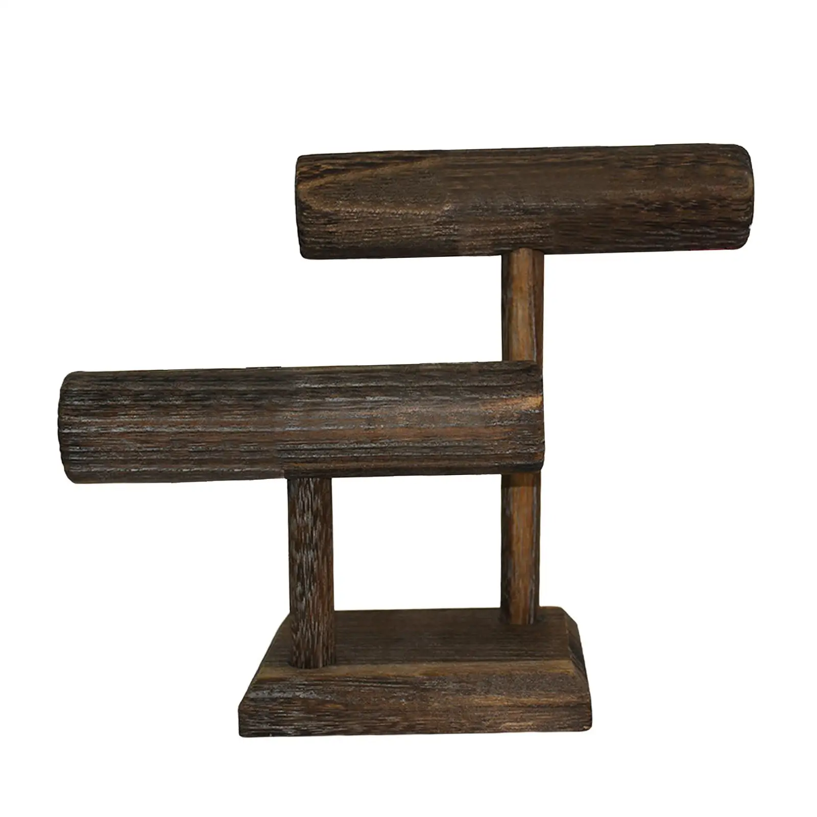 Wooden Jewelry Display Stand Accessory 2 Tier Classic Solid for Store Showcase Bangle