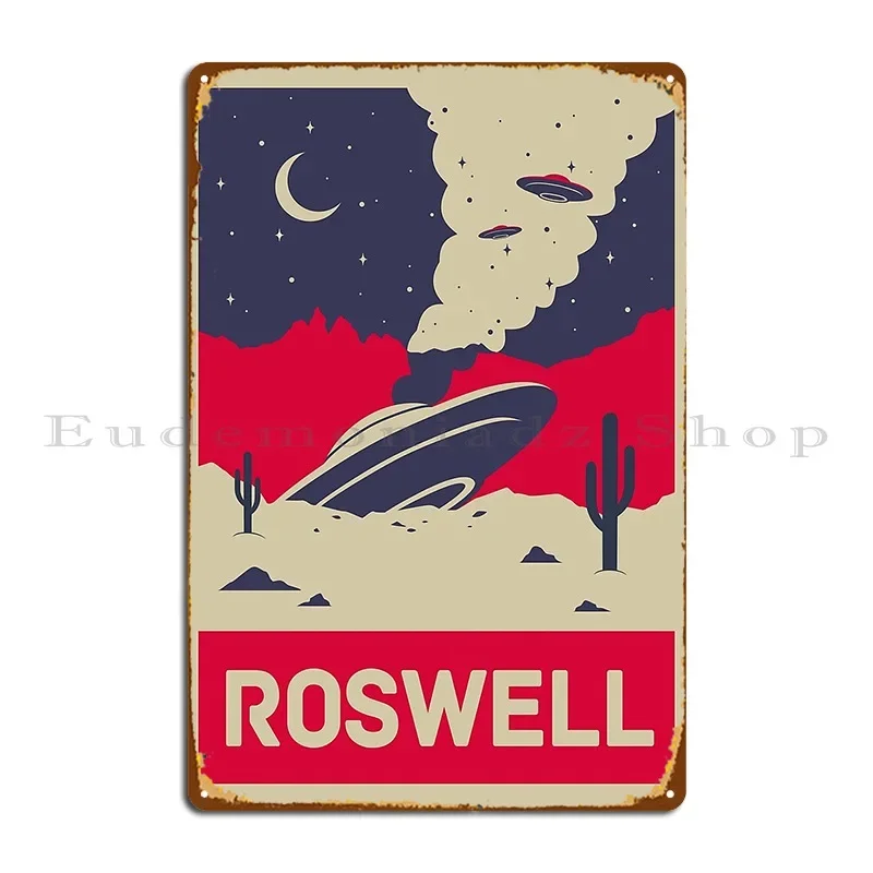 Roswell Ufo Crash Alien Retro Metal Plaque Poster Funny Decoration Personalized Designing Tin Sign Poster
