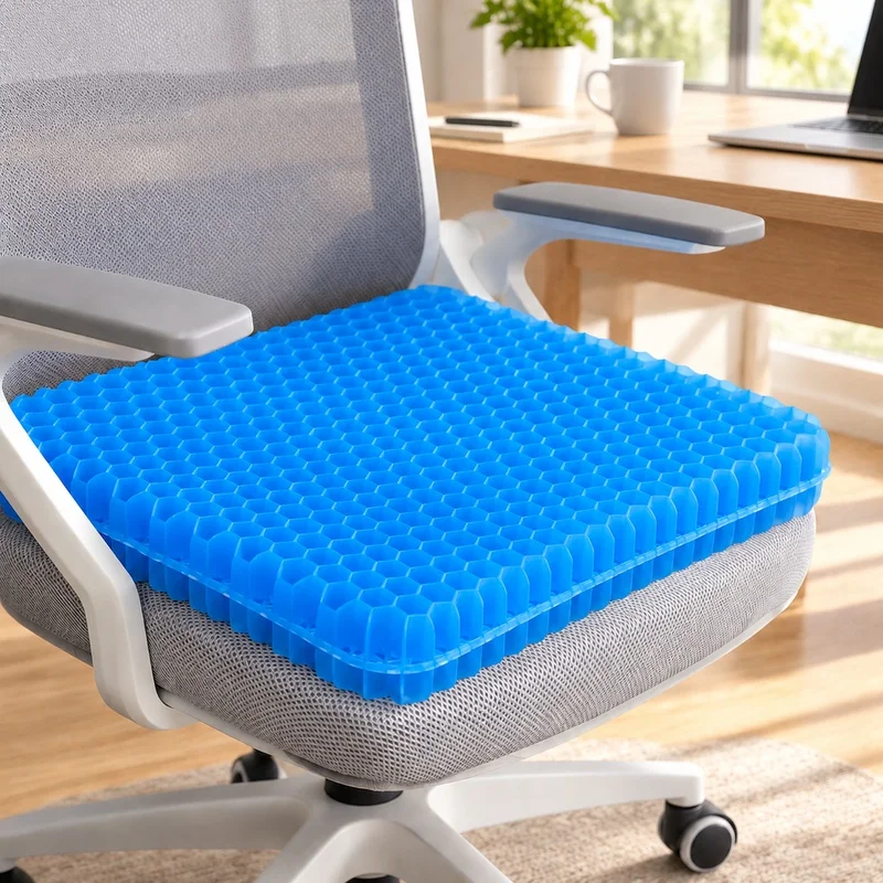 Ergonomic Gel Seat Pad with Honeycomb Design for Comfort and Pressure Relief in Office, Car, and Wheelchair Seating