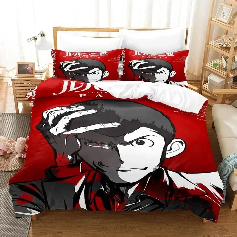 Anime Lupin Third Mine Fujiko Bedding Set Boys Girls Twin Queen Size Duvet Cover Pillowcase Bed Kids Adult Home Textileextile