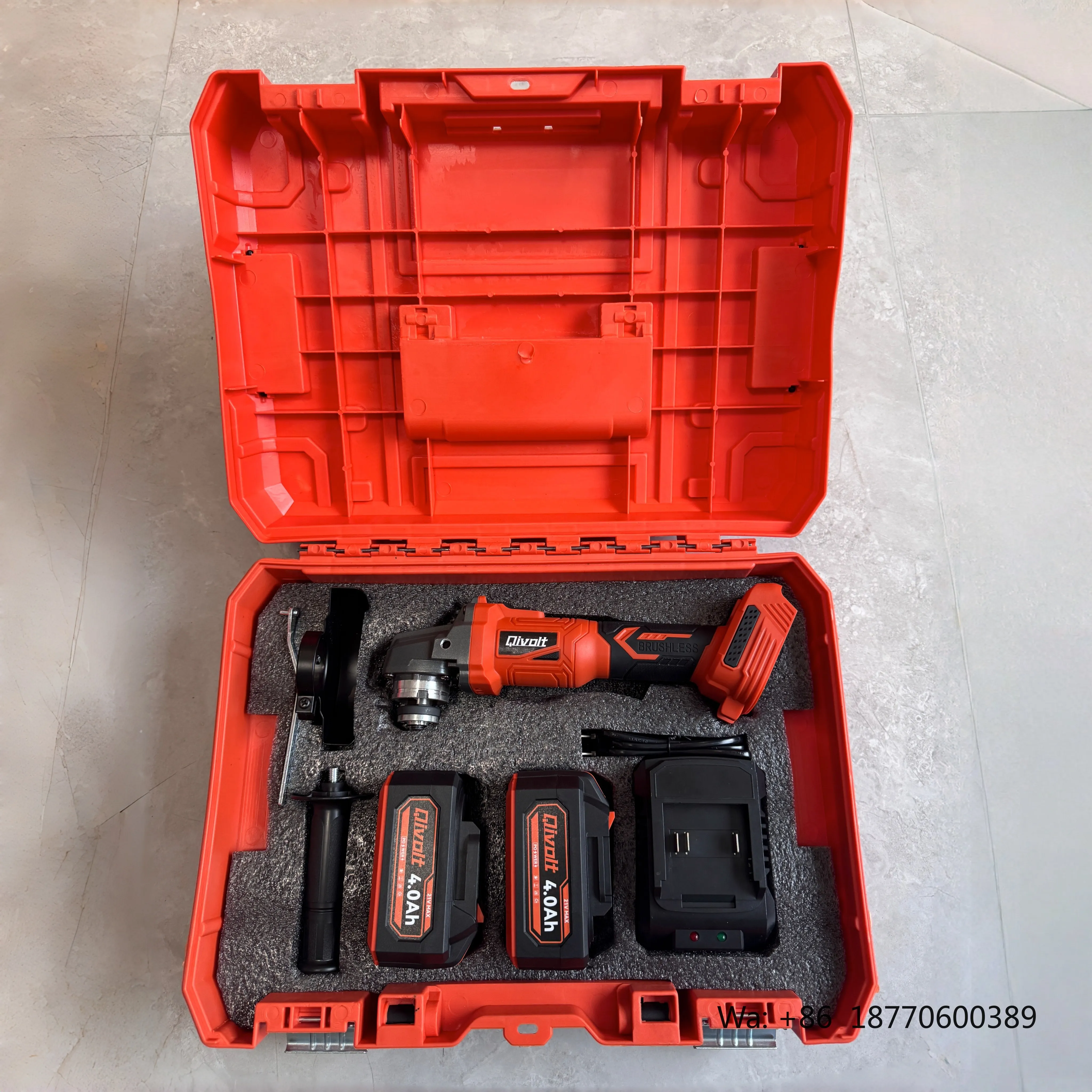 

Qivolt 18V/20V Brushless Cordless Power Tool Set - Drill, Impact Wrench, Grinder, Impact Driver, with 2 Batteries & Charger