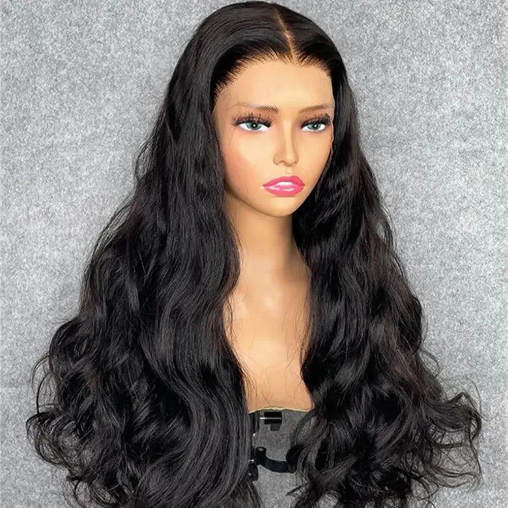 

Natural Black Long 180%Density 26inch 5x5 Silk Base Wave Jewish Human With BabyHair HD Lace European Hair Preplucked Glueless