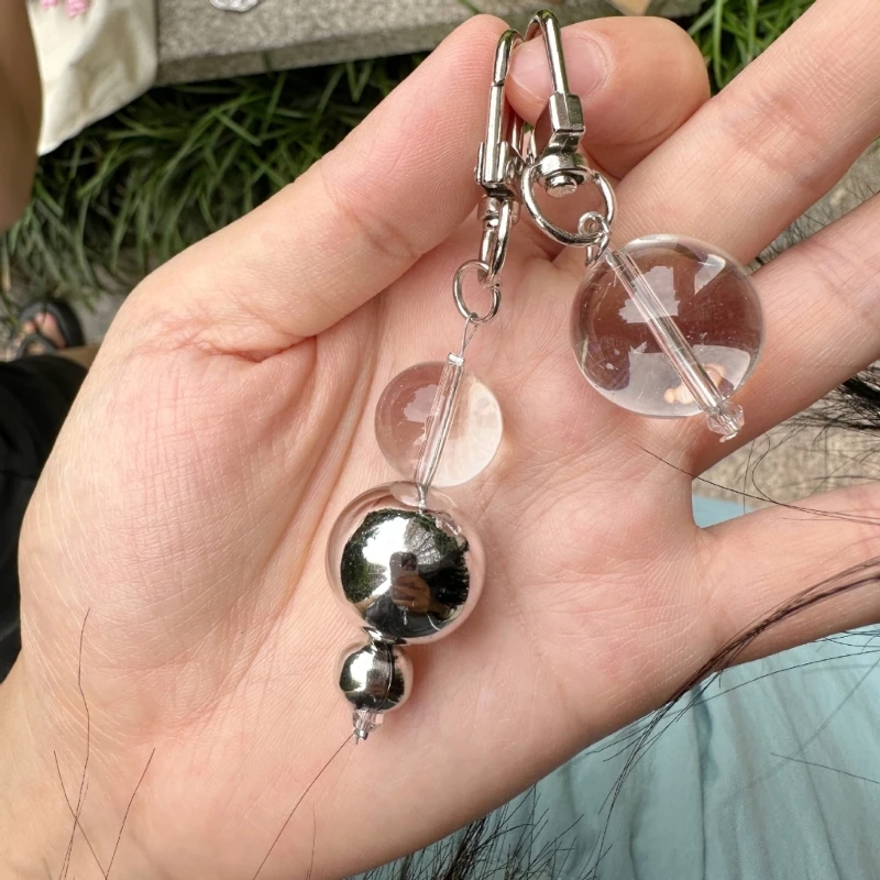 Clear Acrylic Sphere Keychain Mini Ball Pendant Key Ring for woman Key Holder Bag Hanging Decoration