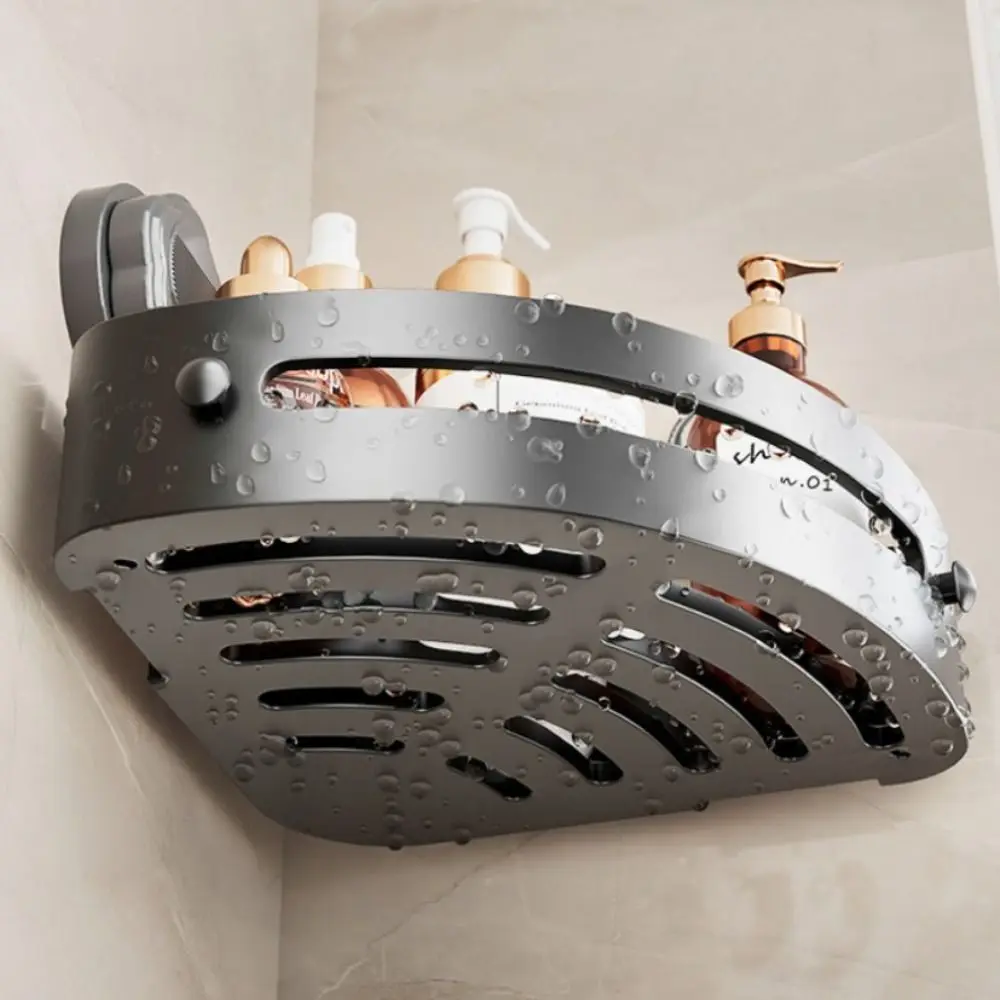 Suction Cup Bathroom Shelf Wall Mounted Without Punching Triangle Storage Shelf Strong Load-bearing Bathroom Suction Cup Rack