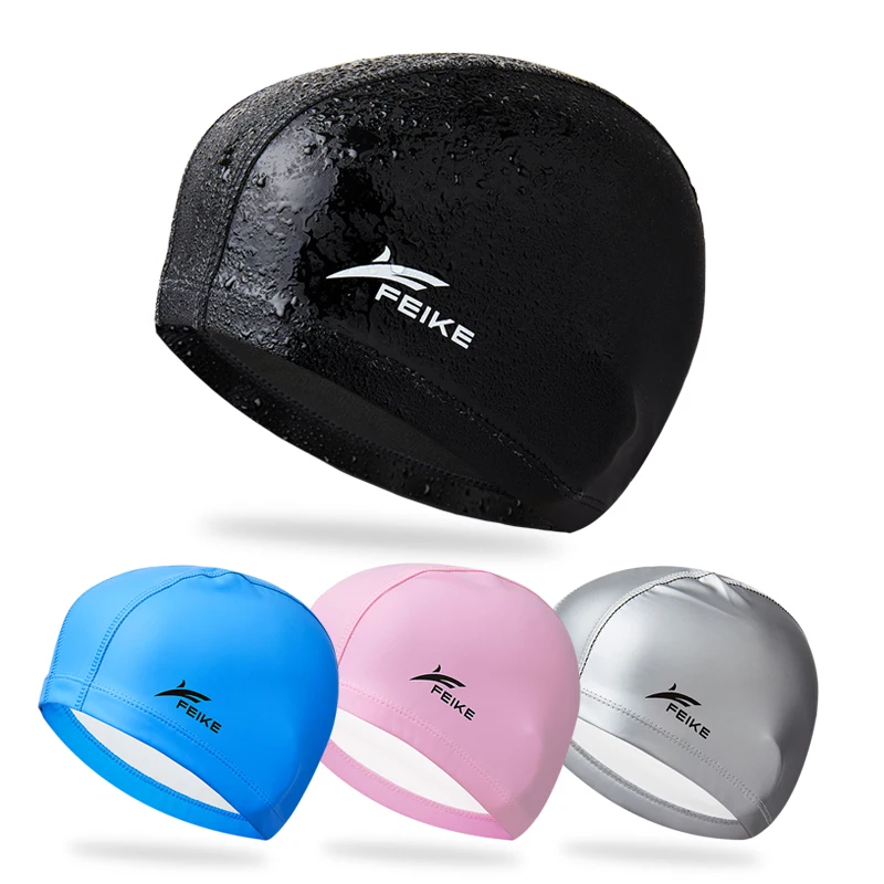 Men Women Adults Elastic Waterproof Caps PU Fabric Cap Long Hair Ears Protection Hat Hot Spring Cap Water Sports Hats