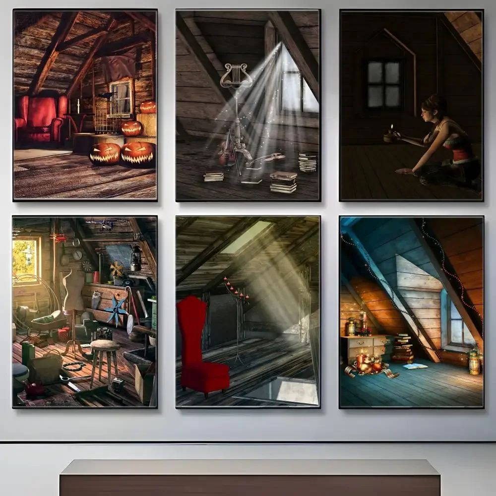 Art A-Attic Old Objects Fantasy Poster Crease Free Waterproof Durable All Space Wall Decor