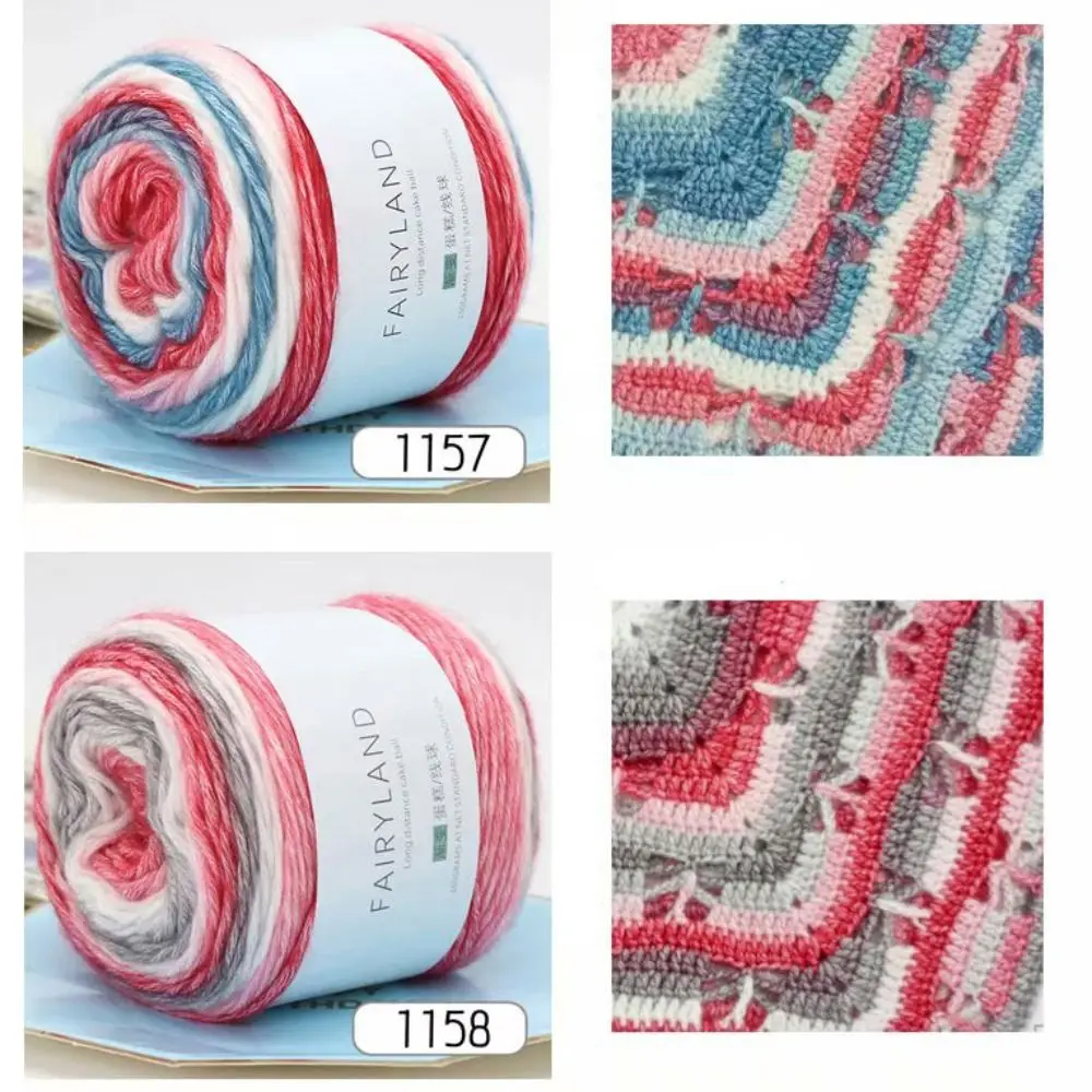 100 g Regenbogen-Wollgarn, neues weiches, handgewebtes Kuchengarn, Hut, Schal, Pullover, Färben, Häkeln, ausgefallenes Mischgarn