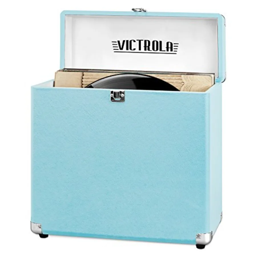 

Victrola Collector Record Storage Case for 30+ Vinyl Records Turquoise Heavy-Duty Hardware Hinges Smart Metal Corners Portable