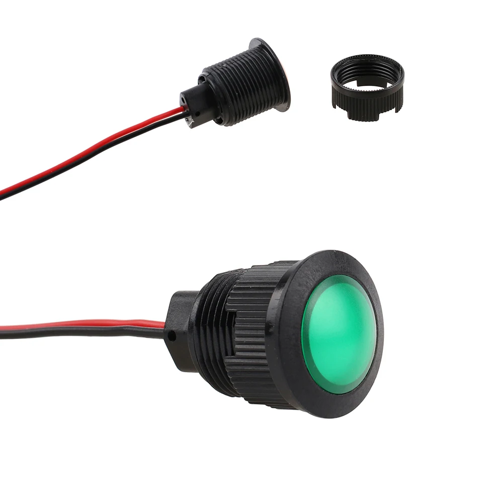 1pc 16mm Spherical Oxidized Black Plastic Indicator Light Mini LED Pilot Signal Lamp 6V12V 24V 220V with Wire Red Yellow Blue