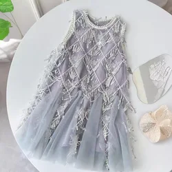 Children's New 2024 Luxury Brand Princess Dresses Baby Party Dress Line Dance Costume Summer For 9 To 12 Years Old Girls Clothes