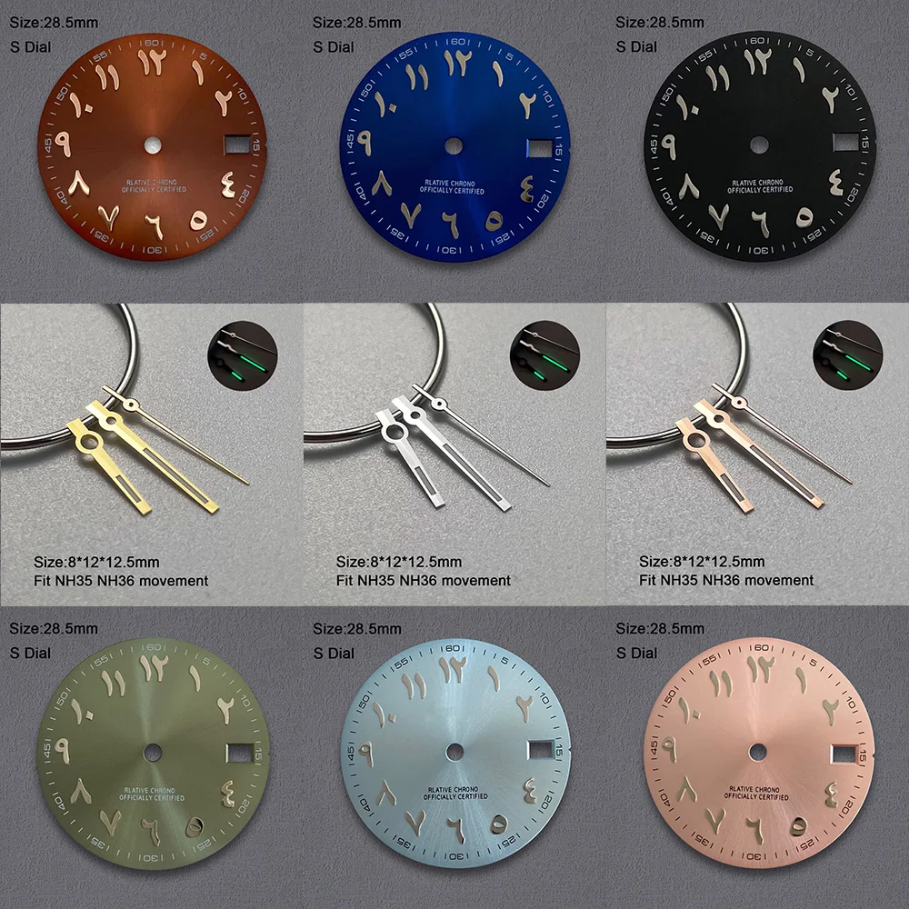 Nh35 Dial S Logo 28.5mm Arabic numeral Dial Suitable For NH35 NH36 Movements Watch Accessories Repair Tool