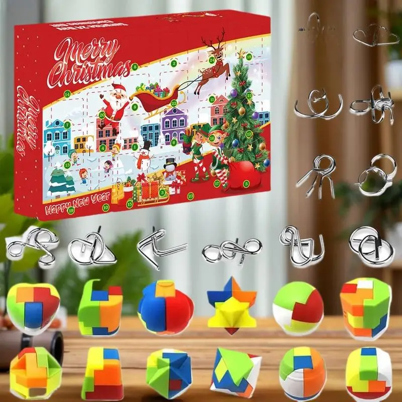 

Рождественские забавные головоломки и развивающие игрушки в подарочной коробке с адвент-календарем для снятия стресса