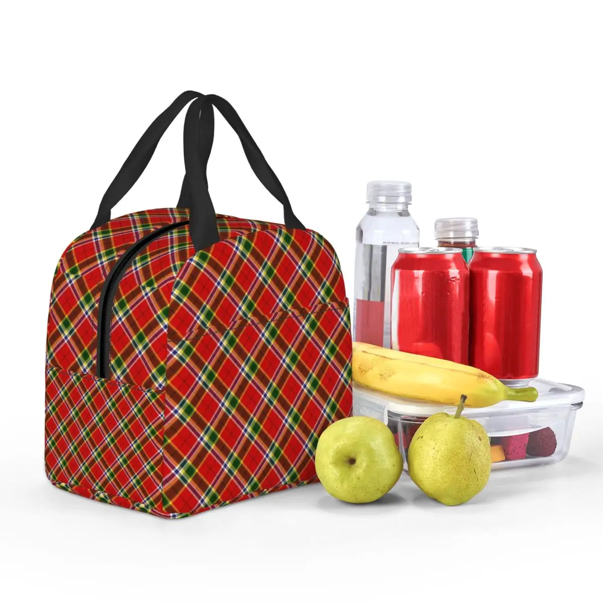 Custom Christmas Madras Cross Tartan Pattern Insulated Lunch Bags for Work School Resuable Cooler Thermal Bento Box Women Kids