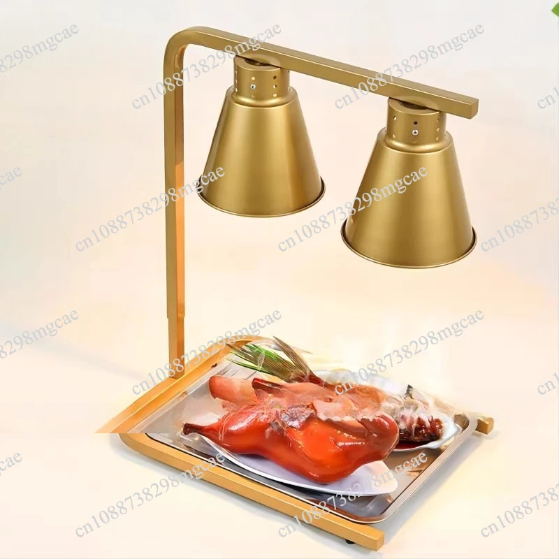 Three heads heating Western food buffet rose gold lamp insulation Hotel tableware insulation
