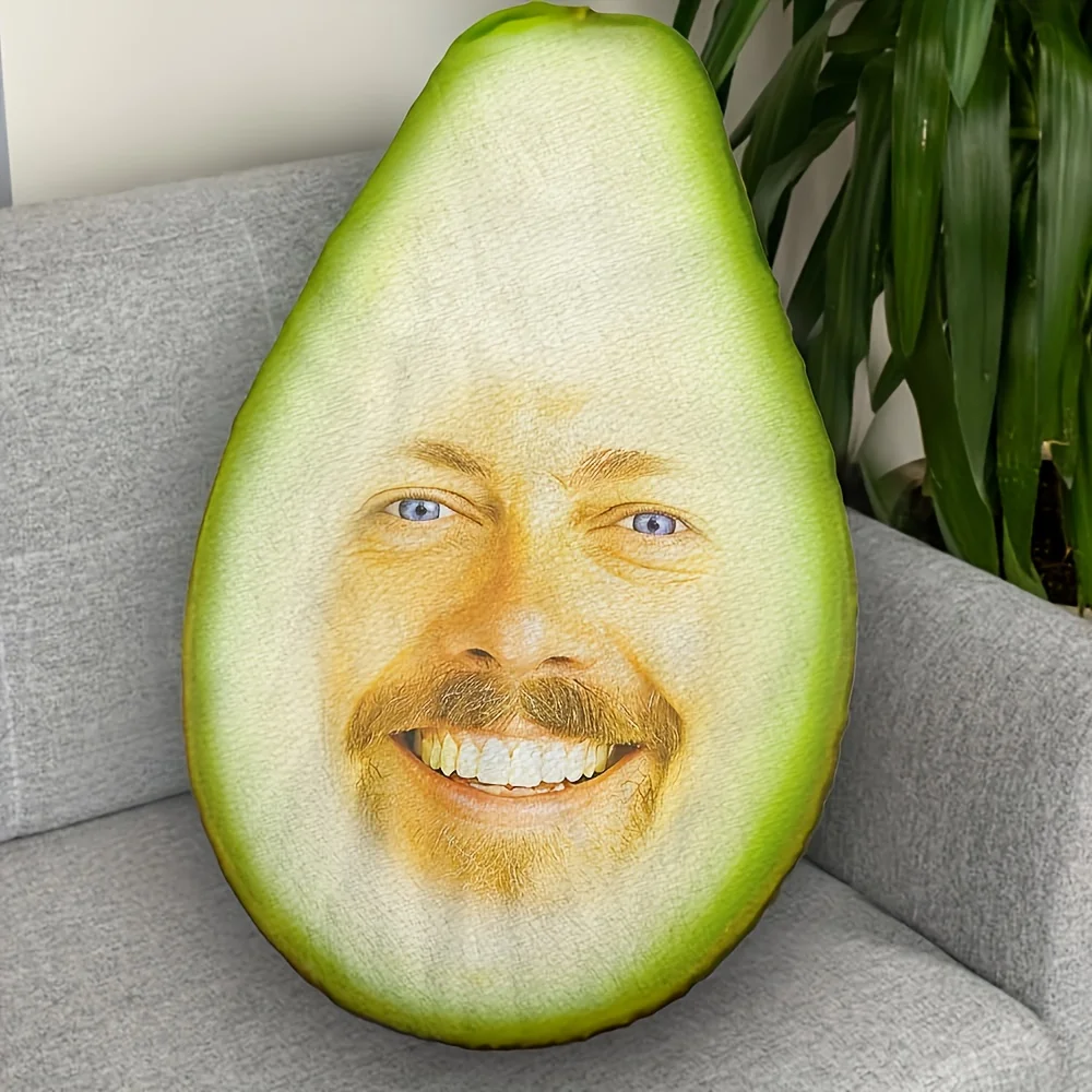 Avocado Personalized Photo Pillow with Polyester Filling, Machine Washable Custom Face Pillow, Sofa Bed Car Decoration Home