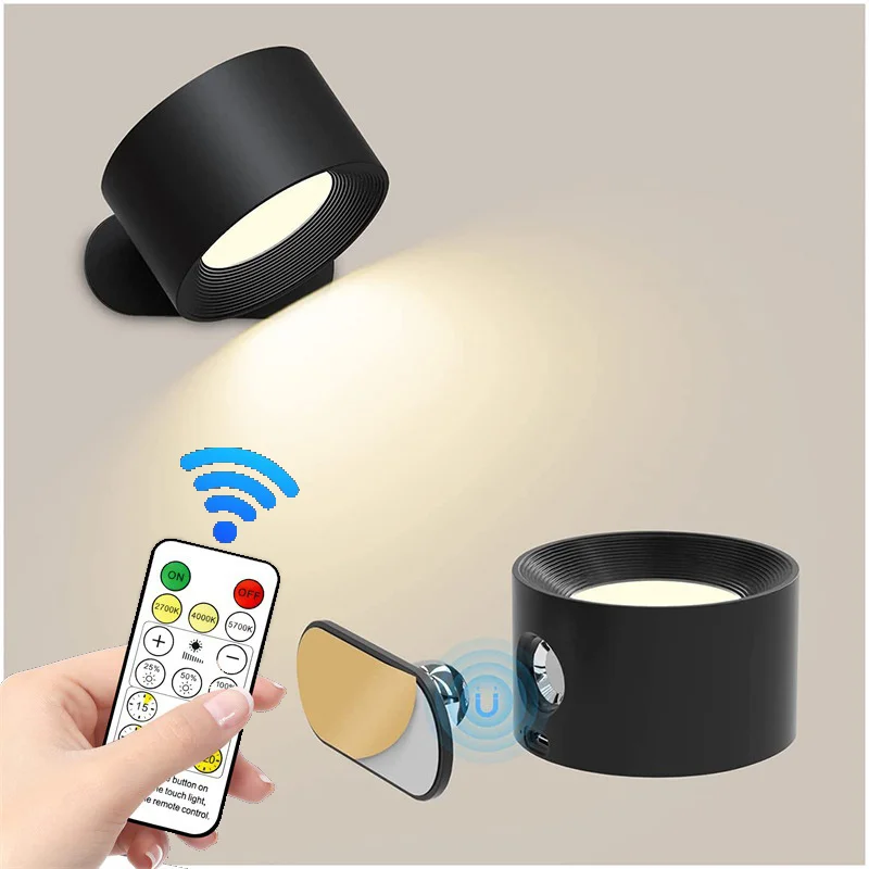 

Rechargeable LED Reading Wall Light Remote and Touch Control Indoor Magnetic Suction Mounted Lamp ABS Body for Home Office Use