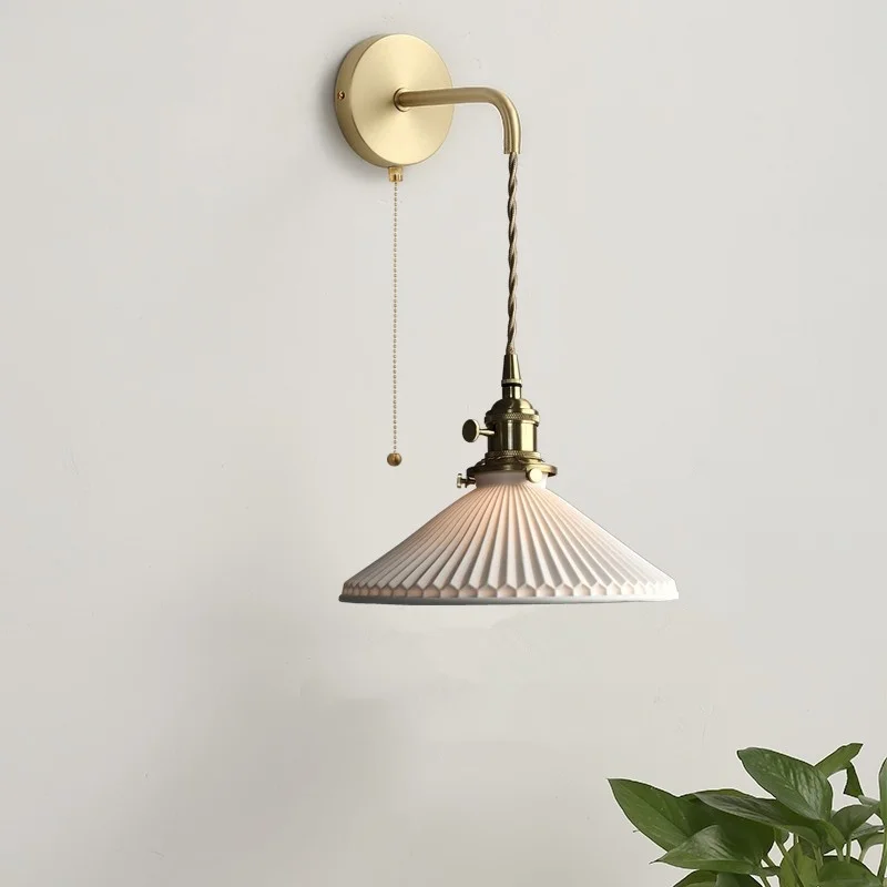 Lampy ścienne LED w stylu nordyckim, nowoczesne, miedziane ramię, biała ceramika, regulowane, do kuchni, salonu, lampara pared