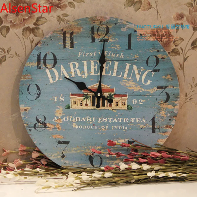 

European Retro Mute Wall Hanging Clock Modern Coffee Shop Living Room Silent Quartz Clocks Watch Home Decoration