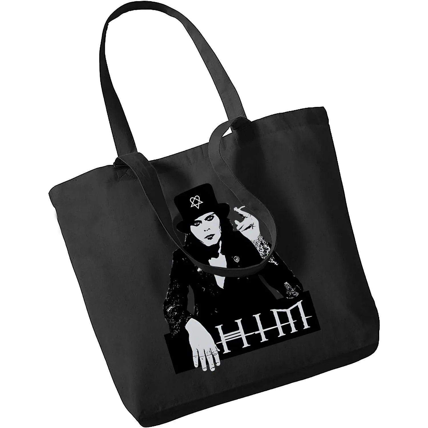 Him Ville Valo Women Hand Bag with Free Shipping Low Price Black Canvas Canvas Tote Ladies