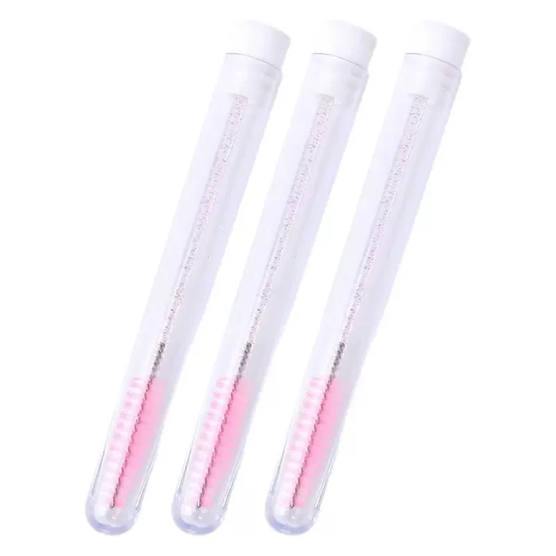 مشط رموش كريستالي ماسي وفرشاة حواجب، أنبوب محمول مع عصا حلزونية للتنقل والعناية، فرشاة مكياج للسفر