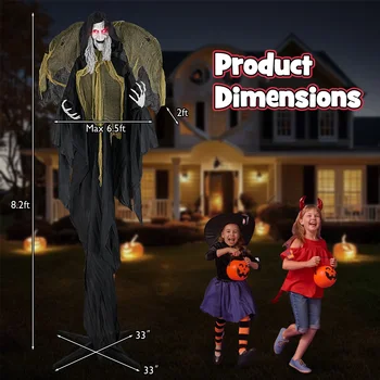 8. 2 FT Halloween Standing Witch, Poseable Halloween Animatronic Prop with Light up Eyes, Sounds & Movements 4